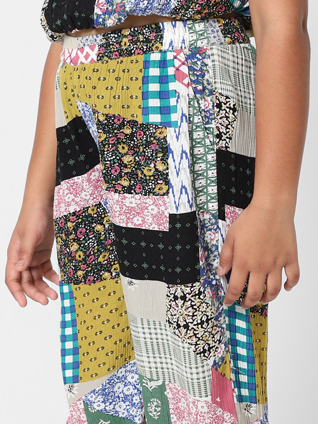 White Patch Print Co-Ord Pants