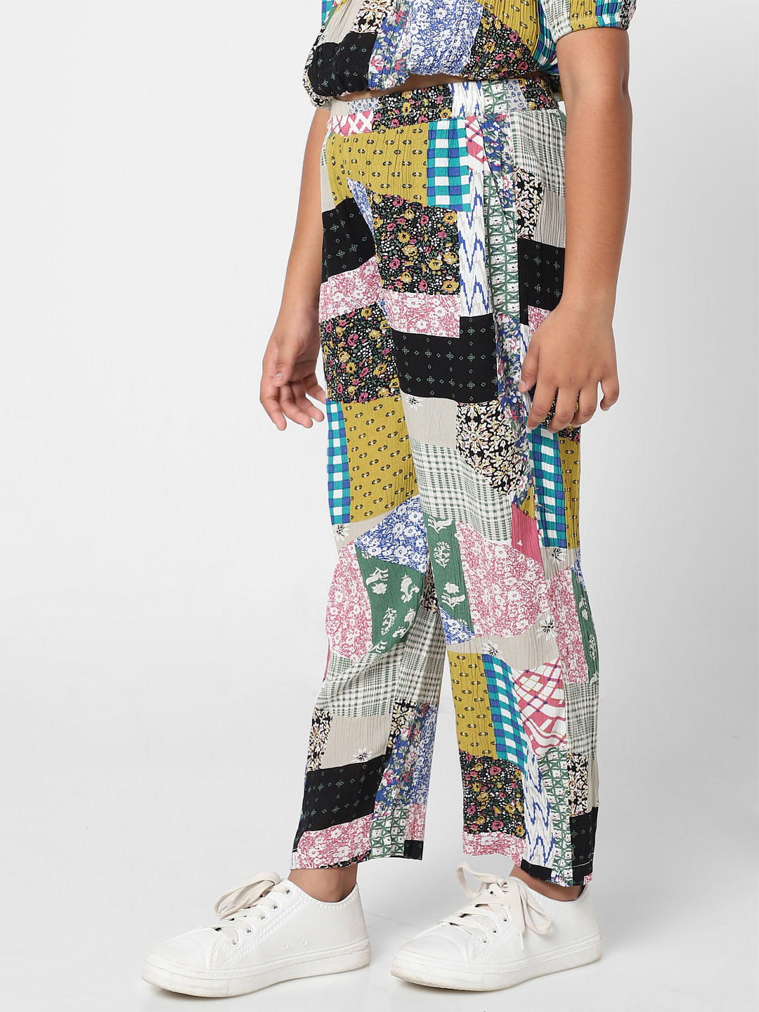 White Patch Print Co-Ord Pants