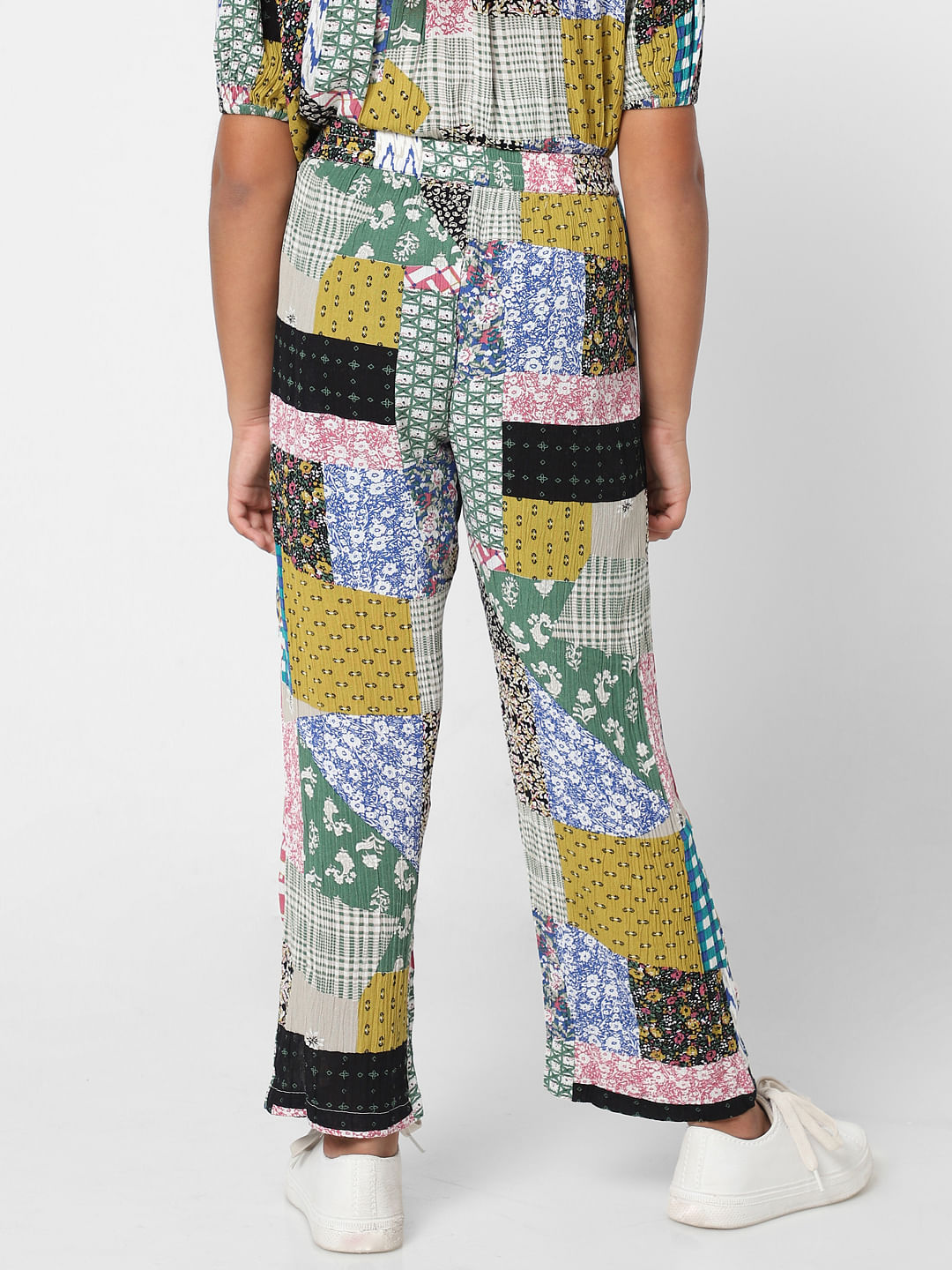 White Patch Print Co-Ord Pants