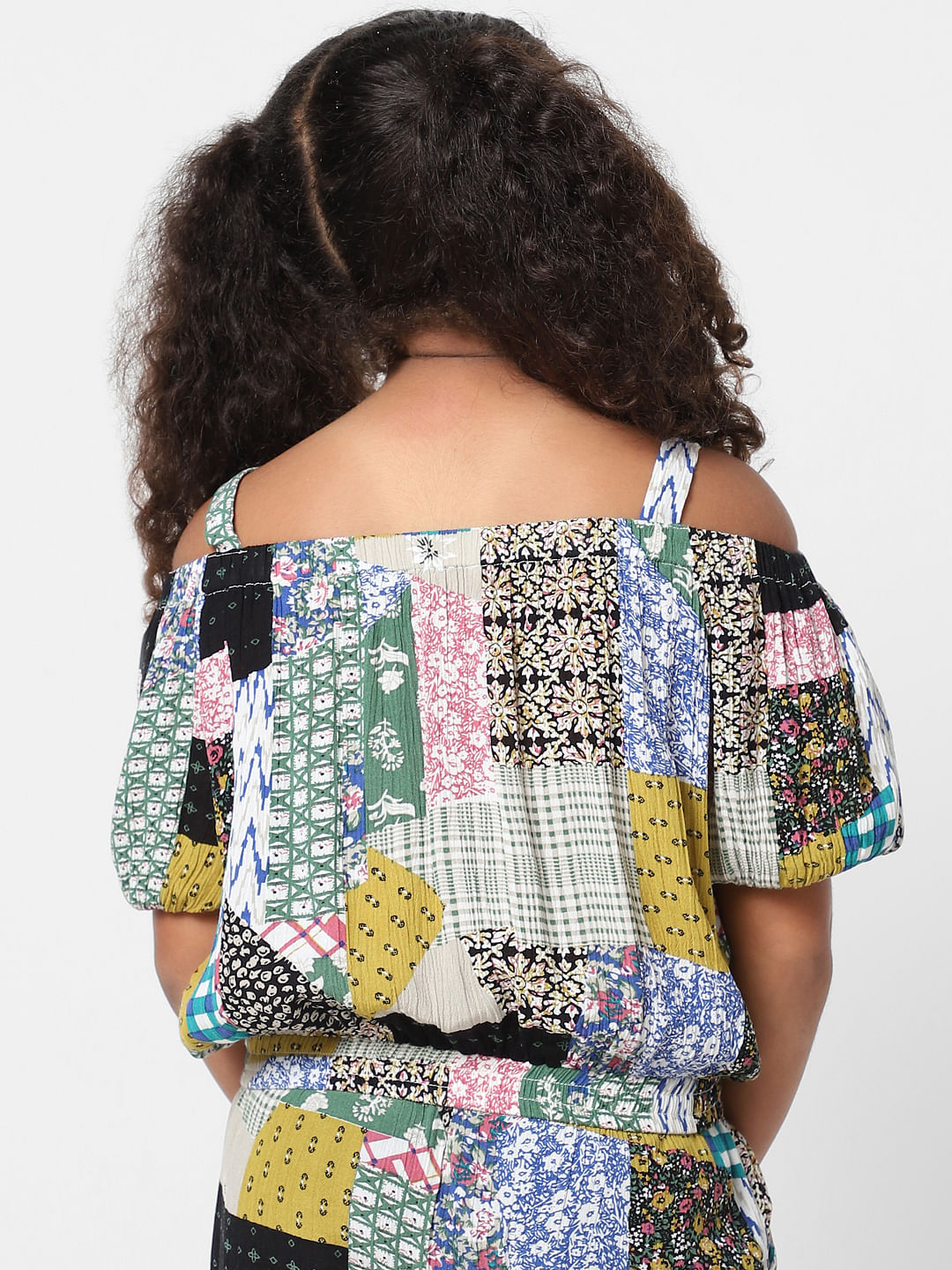 Girls White Patch Print Co-Ord Top