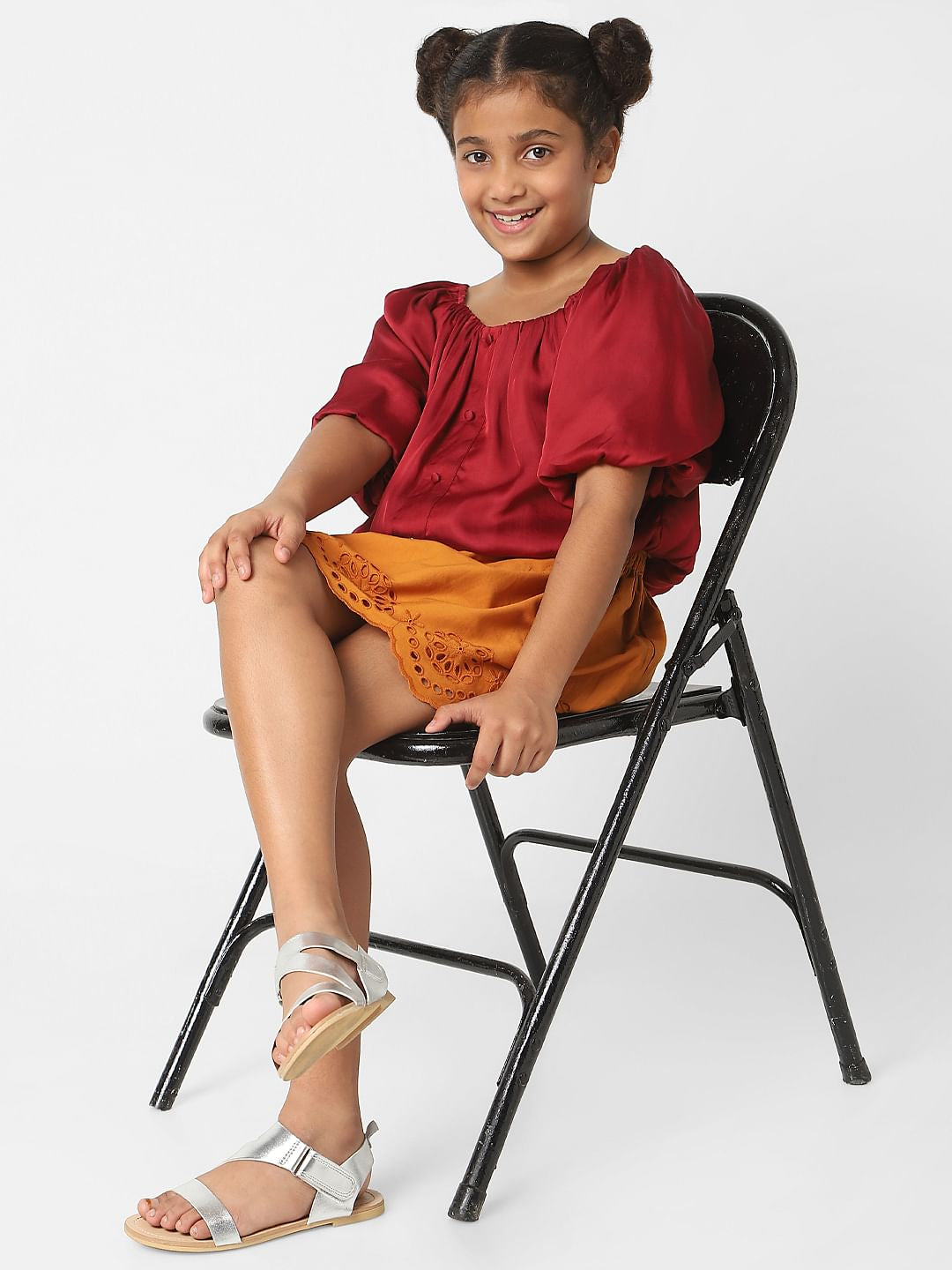 Girls Red Satin Crop Top