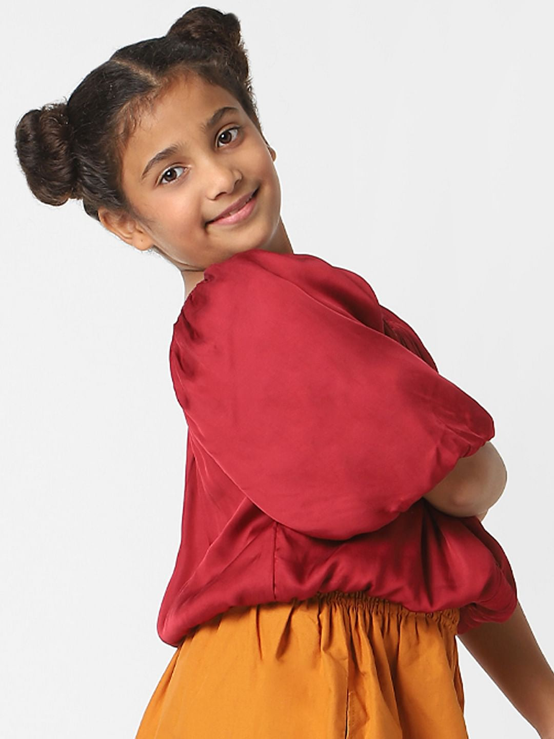 Girls Red Satin Crop Top