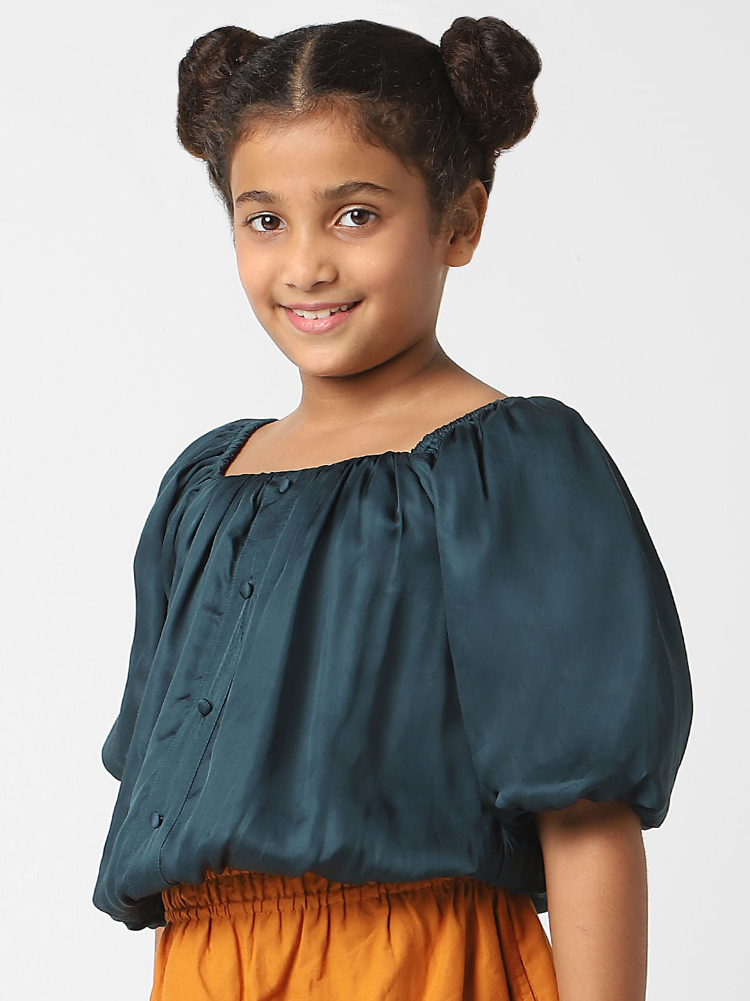 Girls Green Satin Crop Top