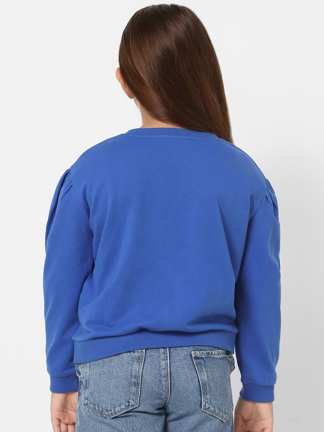 Blue Graphic Print Cotton Sweatshirt