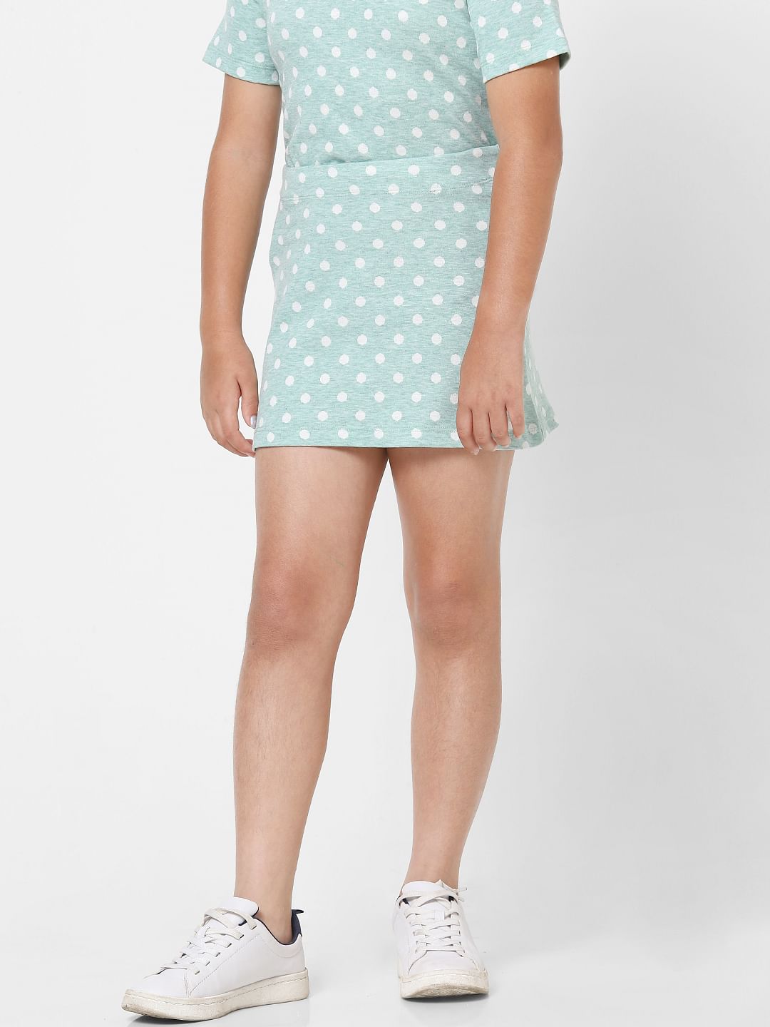 Girls Blue Polka Dot Co-Ord Skirt