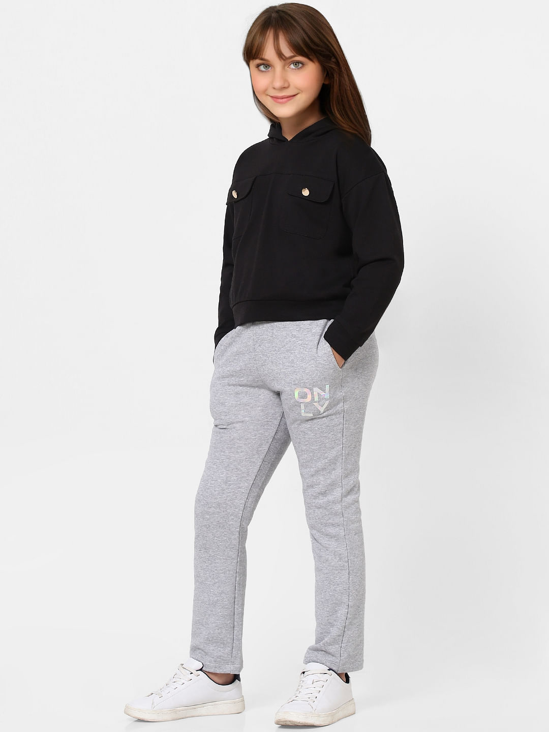 Grey Mid Rise Pants