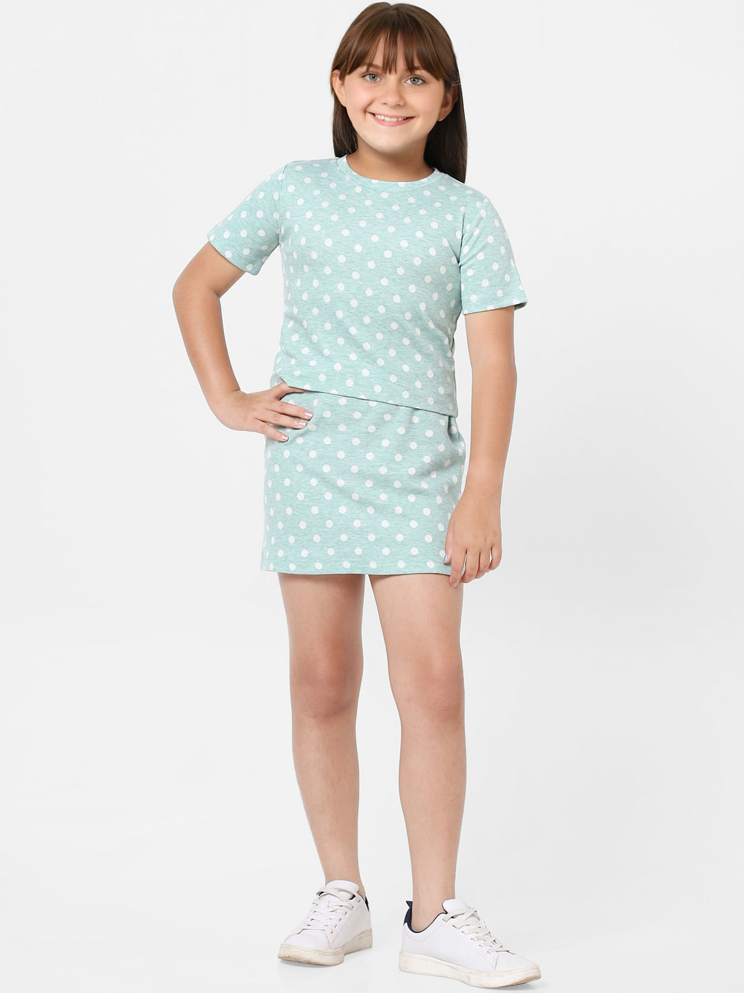 Girls Blue Polka Dot Co-Ord Top
