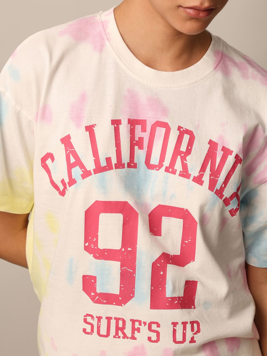 White Tie-Dye Print T-Shirt