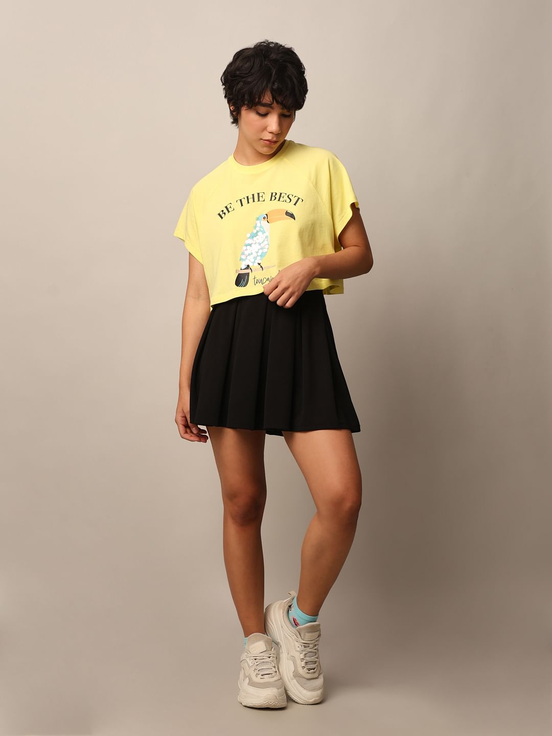 Yellow Printed Boxy Fit T-Shirt