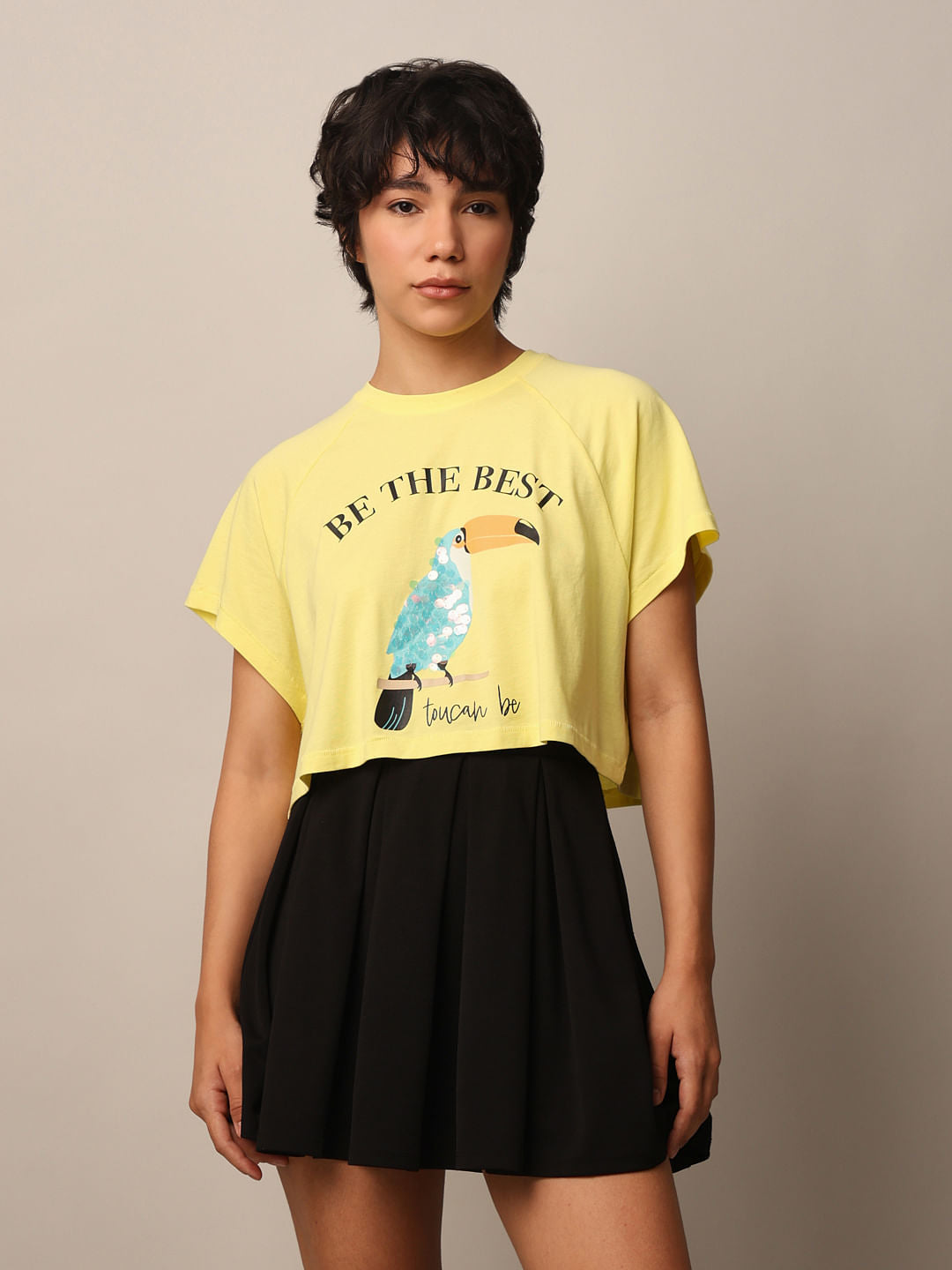 Yellow Printed Boxy Fit T-Shirt