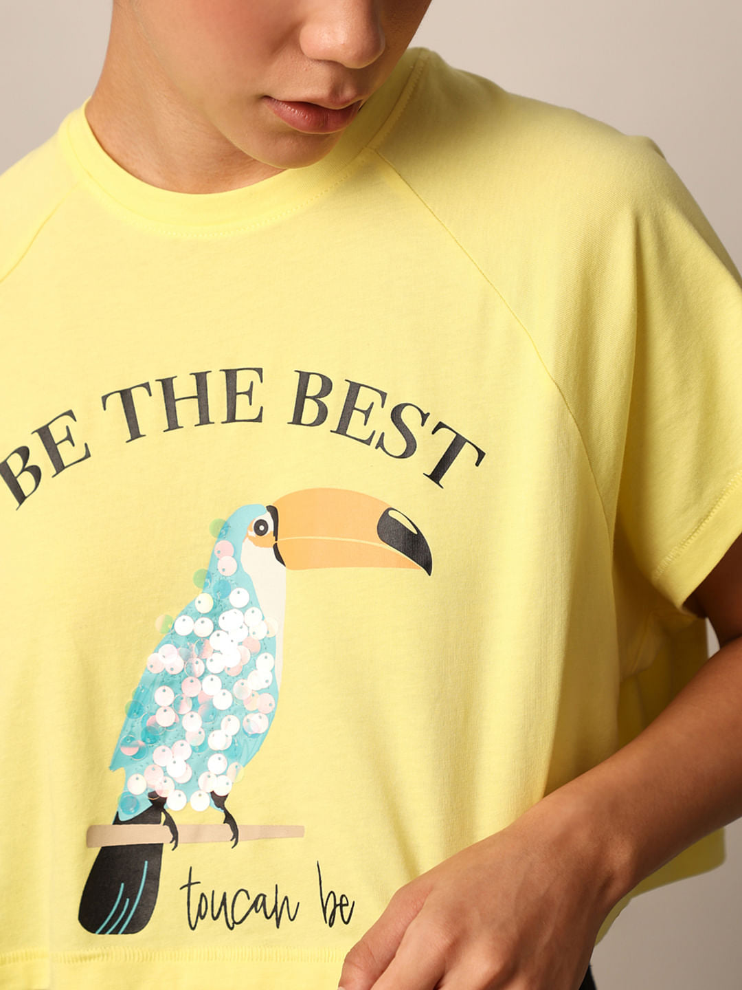 Yellow Printed Boxy Fit T-Shirt