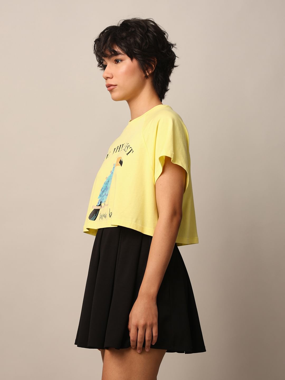 Yellow Printed Boxy Fit T-Shirt