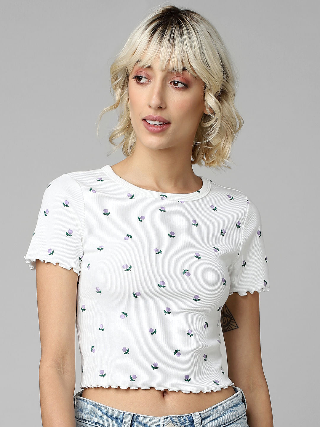 White Textured Knit Top