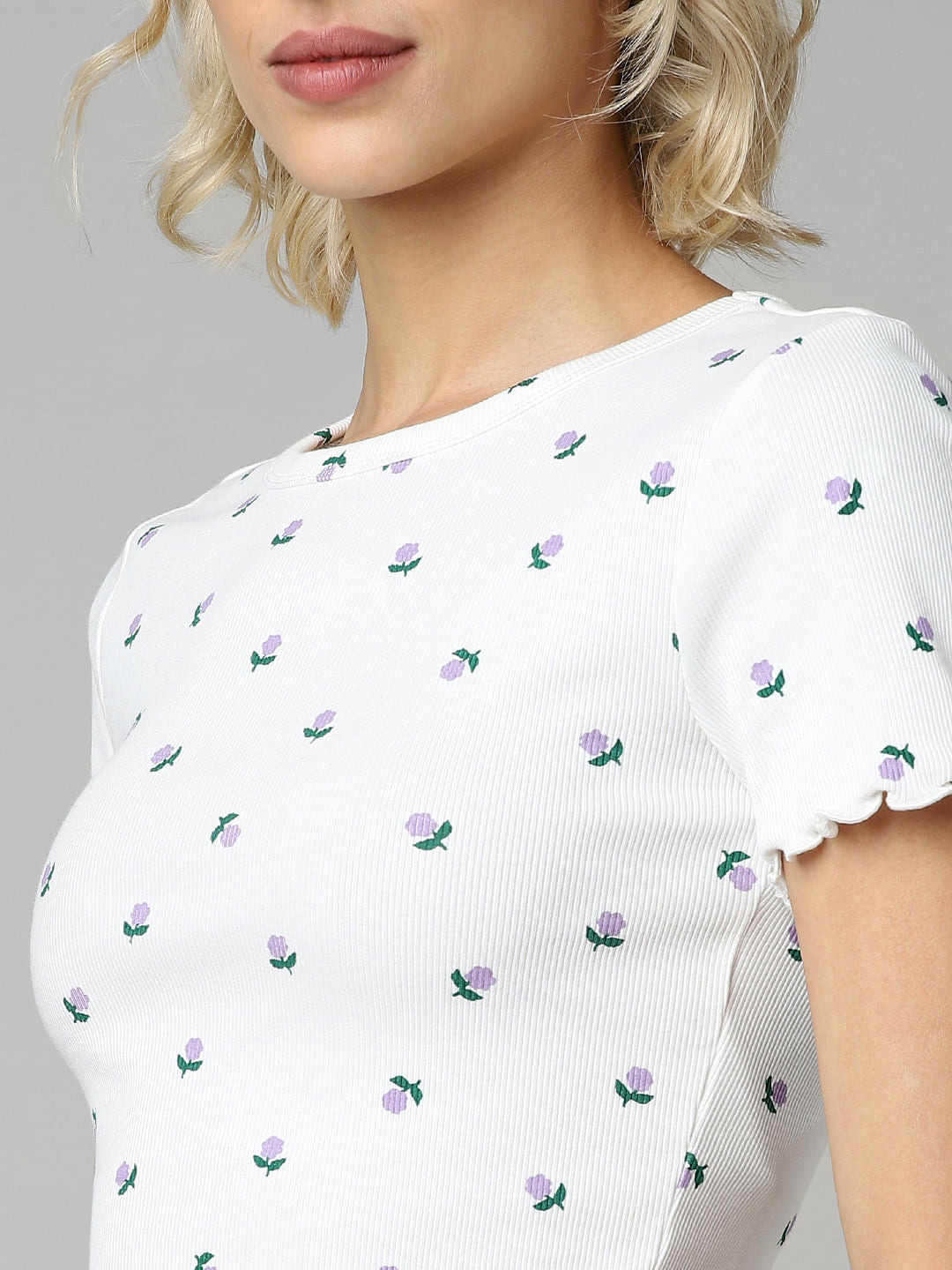 White Textured Knit Top