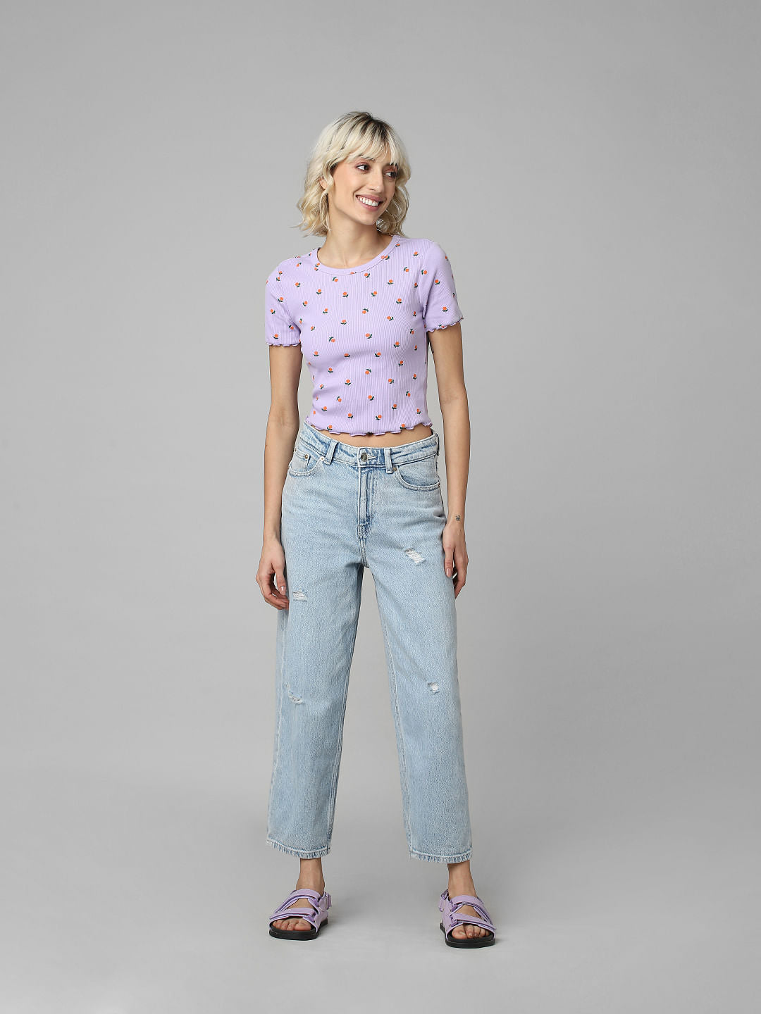 Purple Textured Knit Top