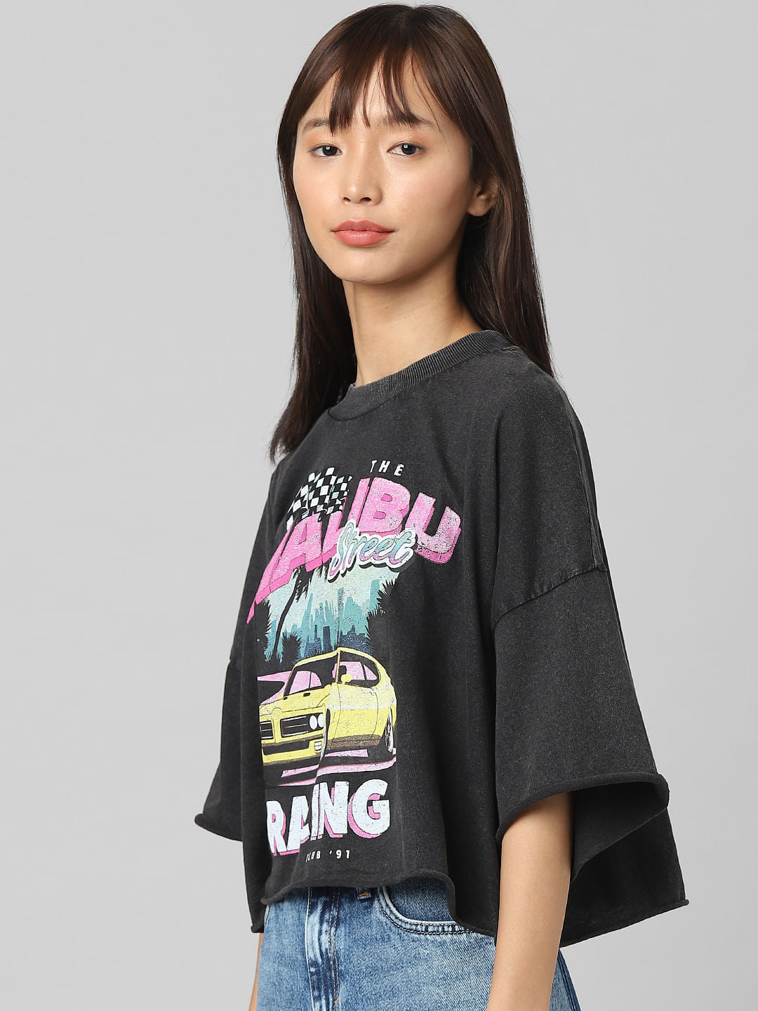 Black Printed Boxy Fit T-Shirt