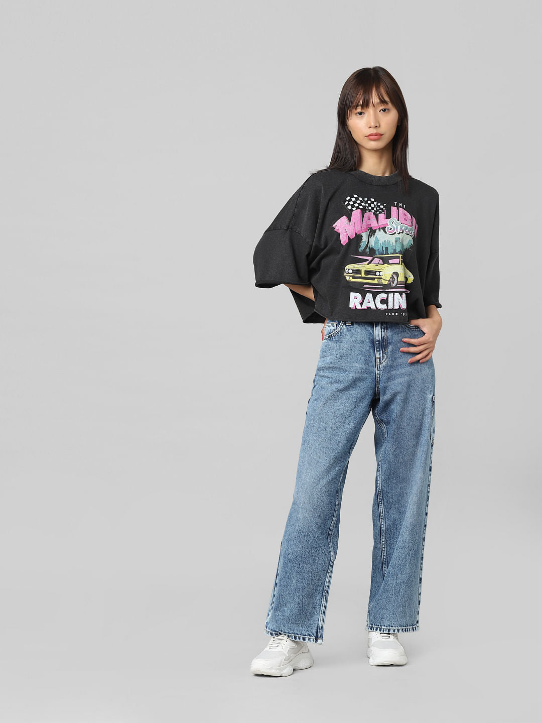 Black Printed Boxy Fit T-Shirt