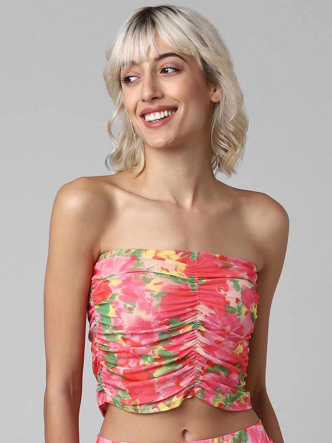 Pink Floral Off-Shoulder Co-Ord Top