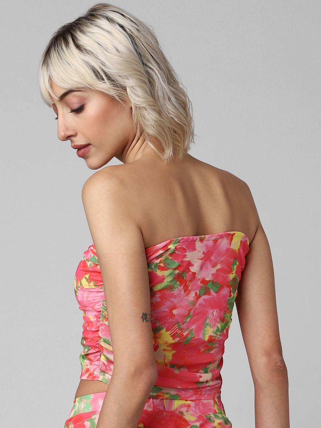 Pink Floral Off-Shoulder Co-Ord Top