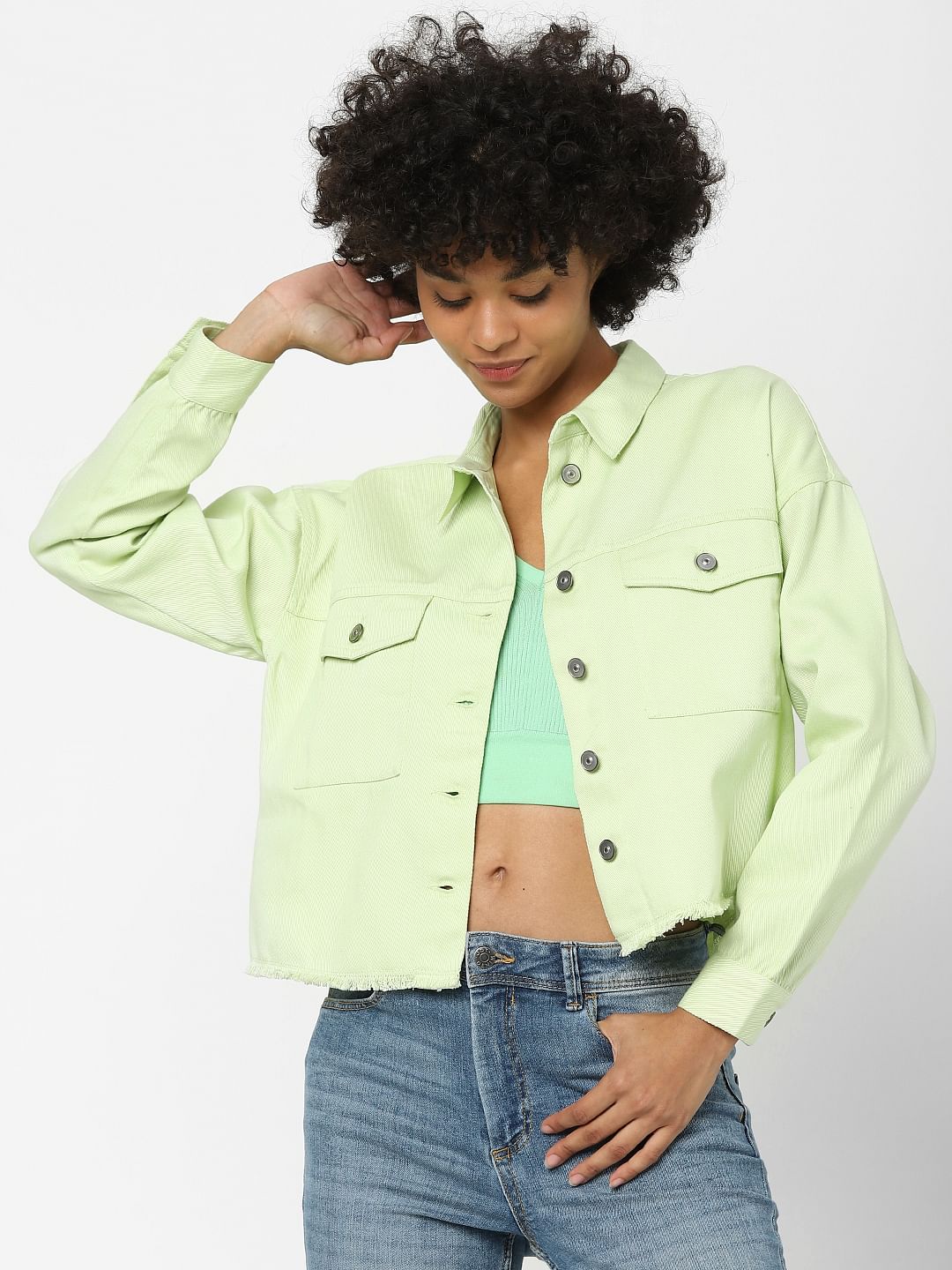 Green Cropped Shacket