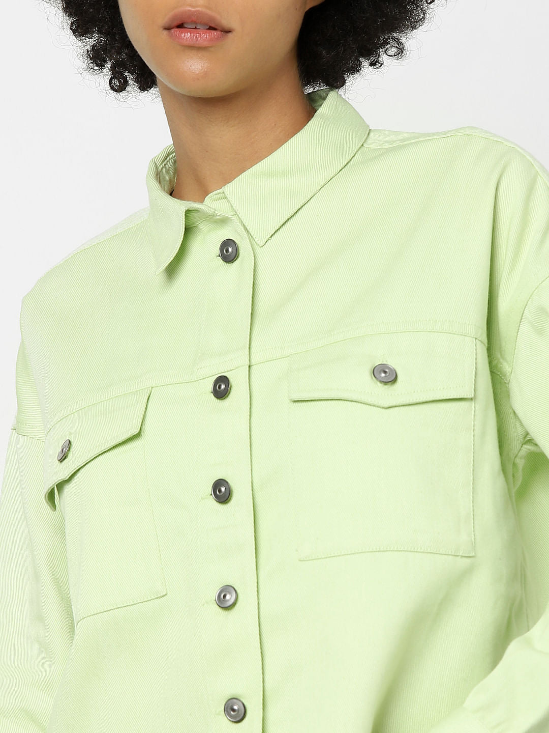 Green Cropped Shacket