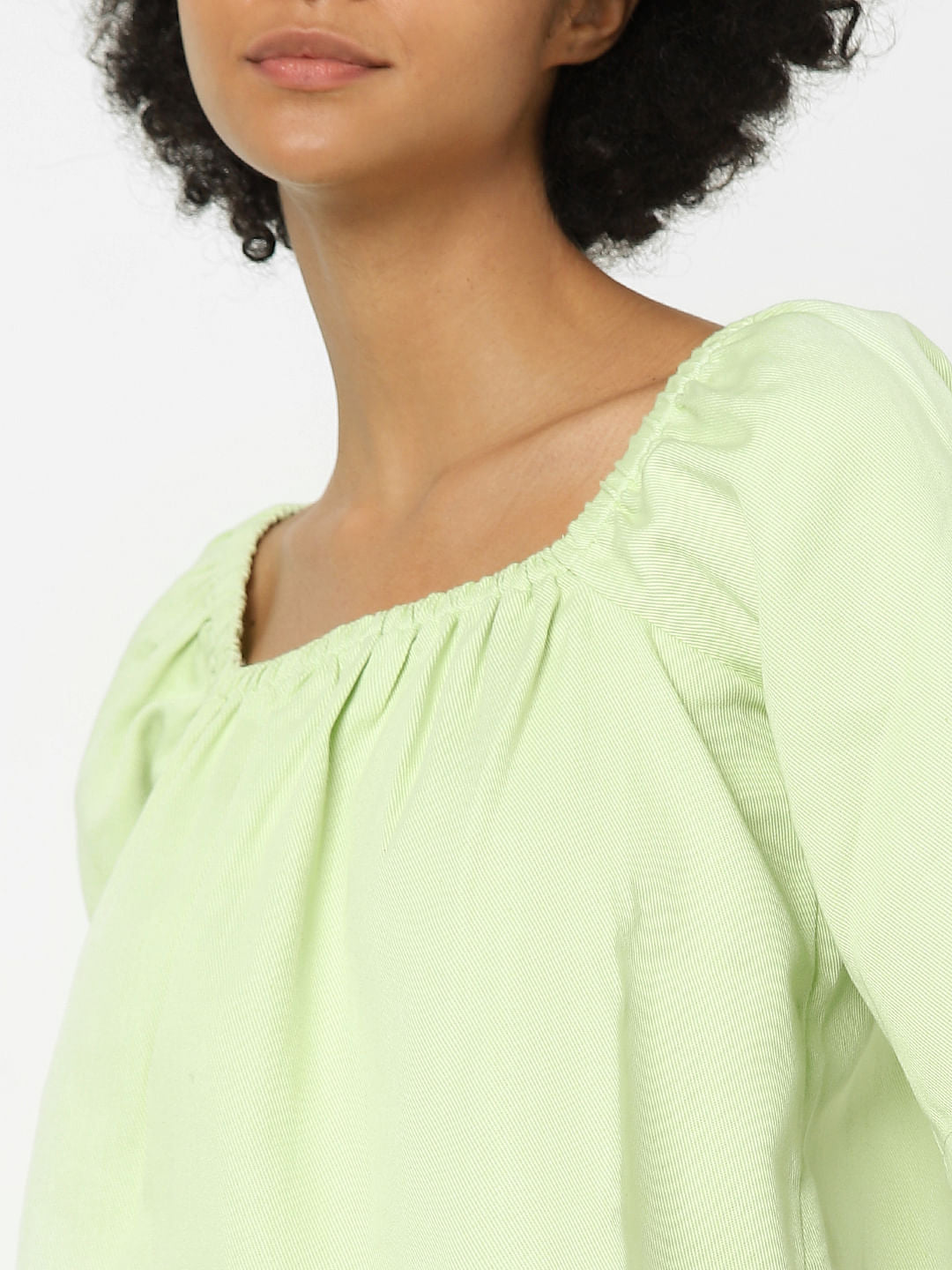 Green Square Neck Top