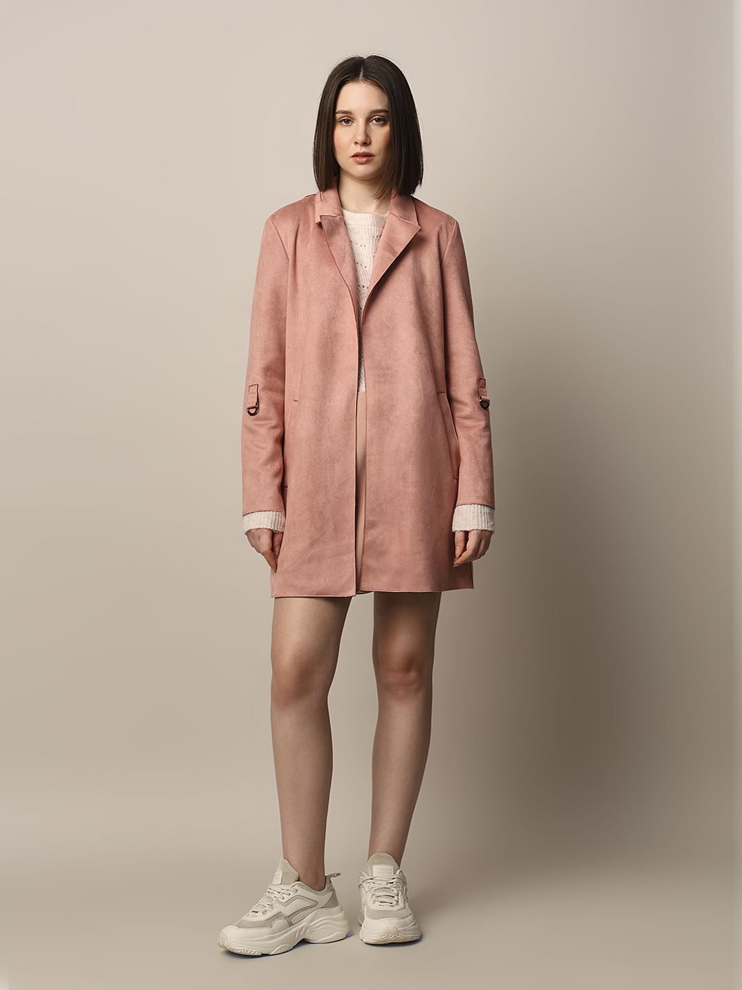 Pink Faux Suede Coat