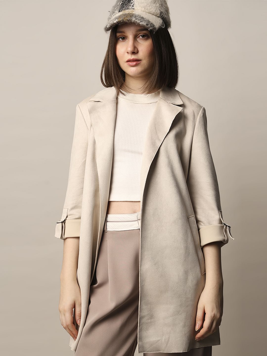 Beige Faux Suede Coat