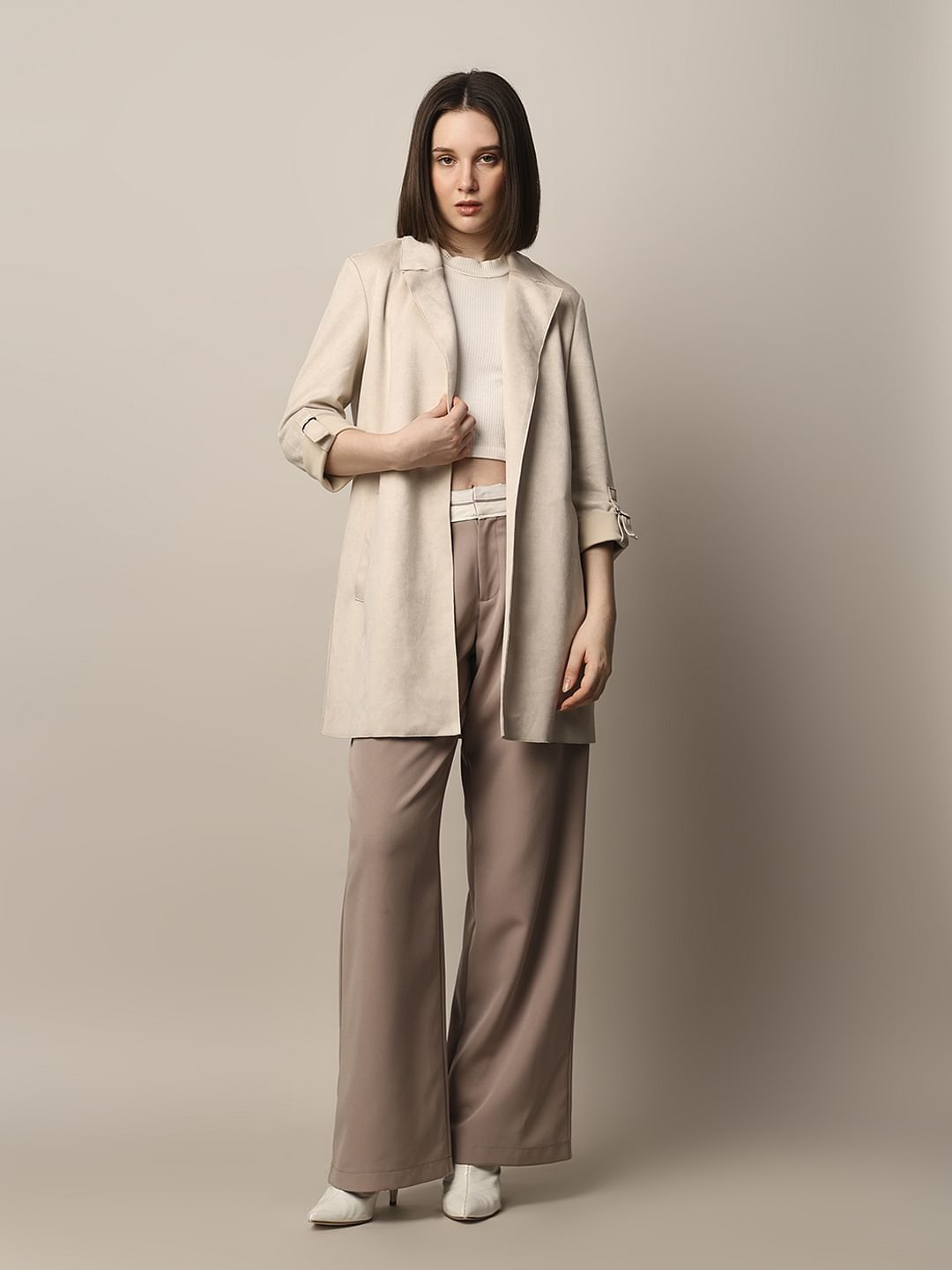 Beige Faux Suede Coat