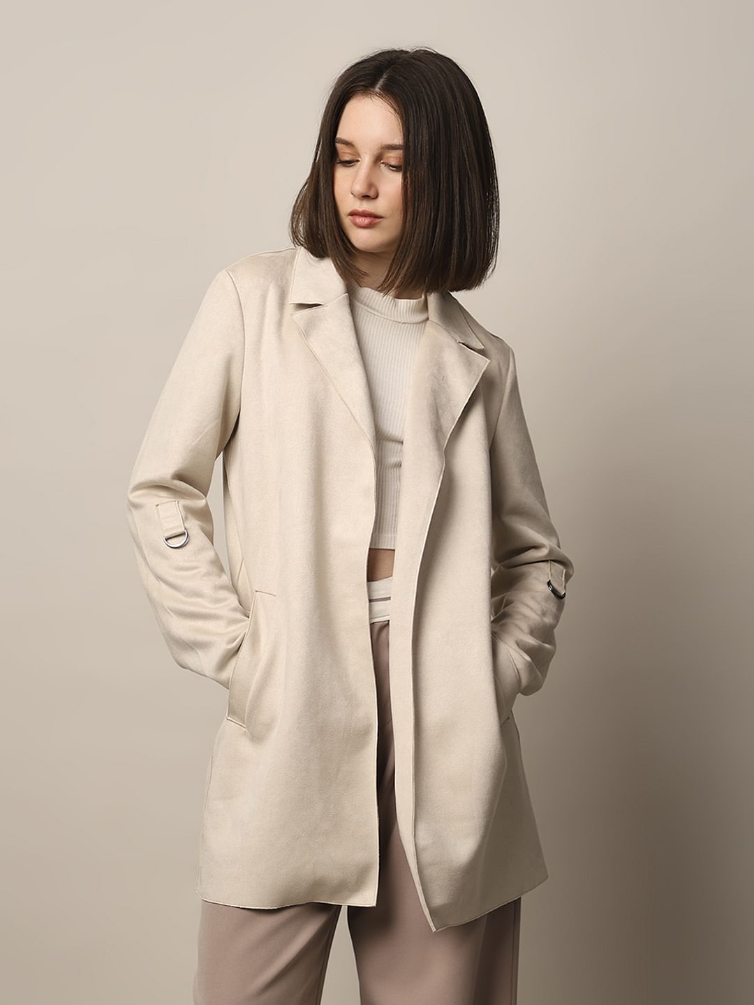 Beige Faux Suede Coat