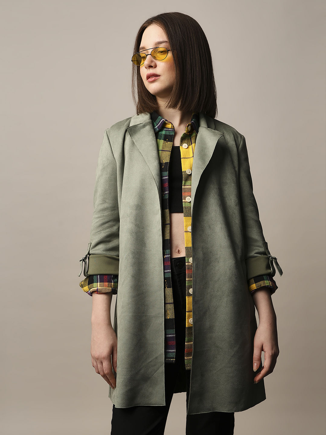 Green Faux Suede Coat
