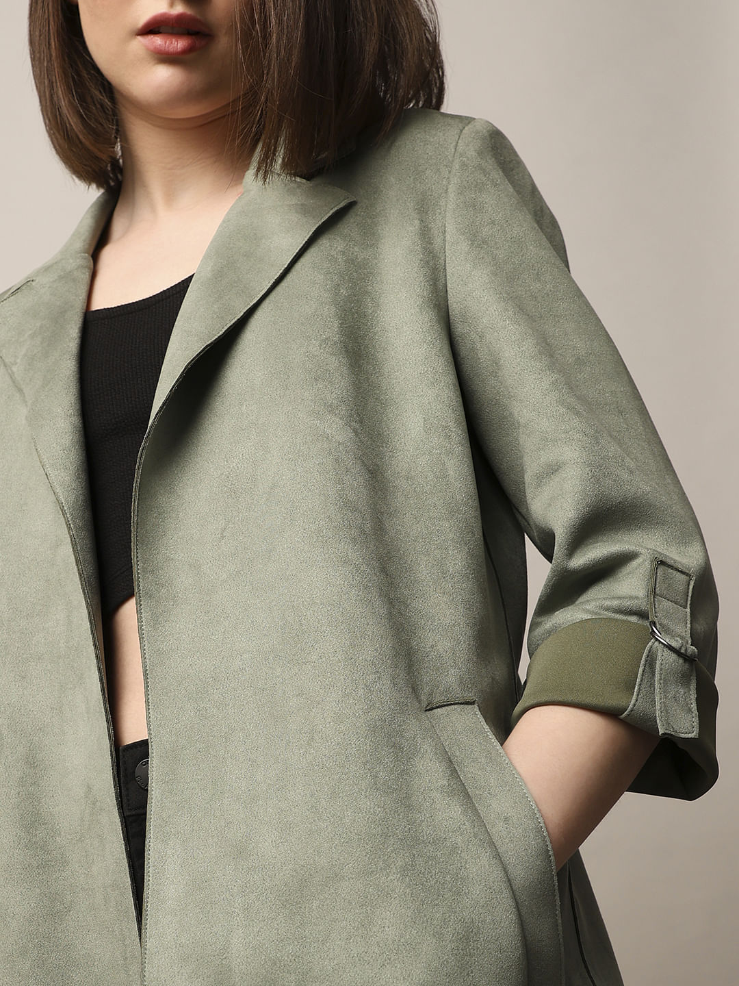 Green Faux Suede Coat