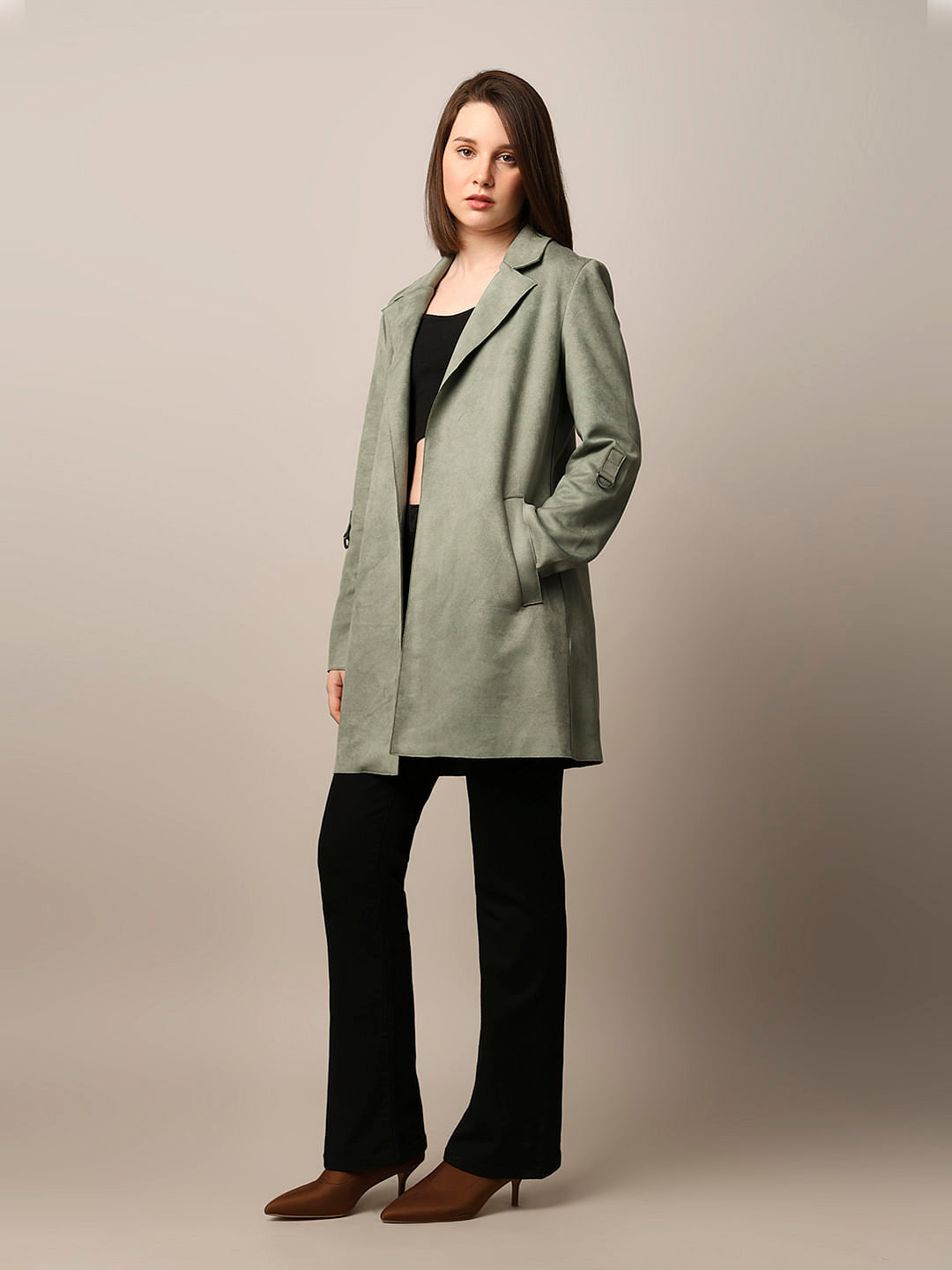 Green Faux Suede Coat
