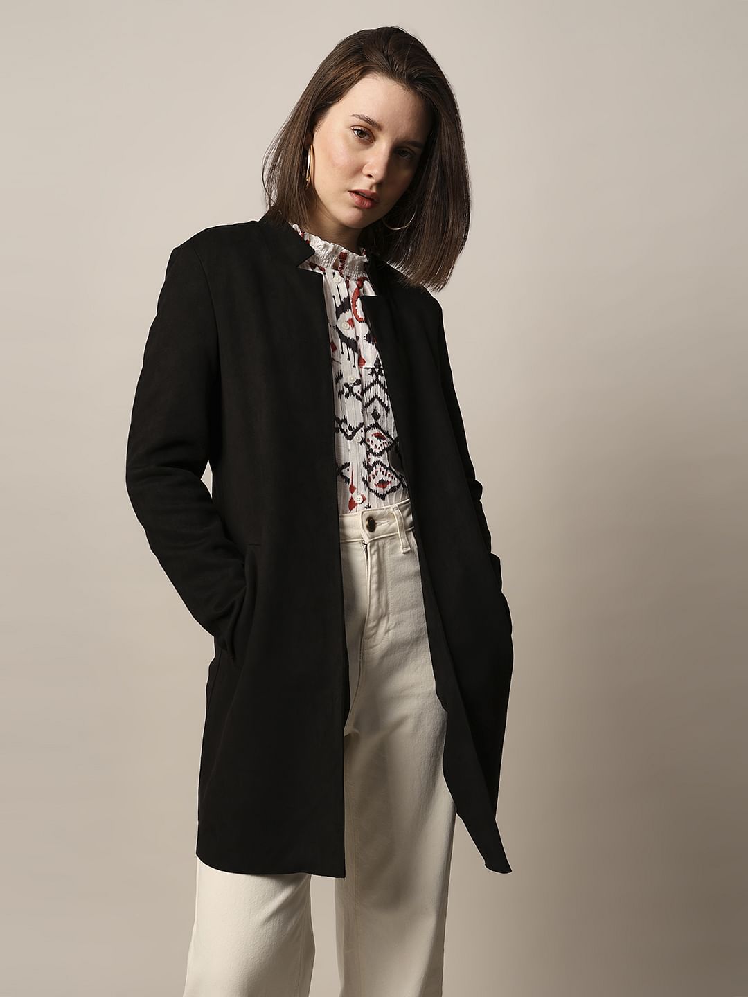 Black Faux Suede Coatigan