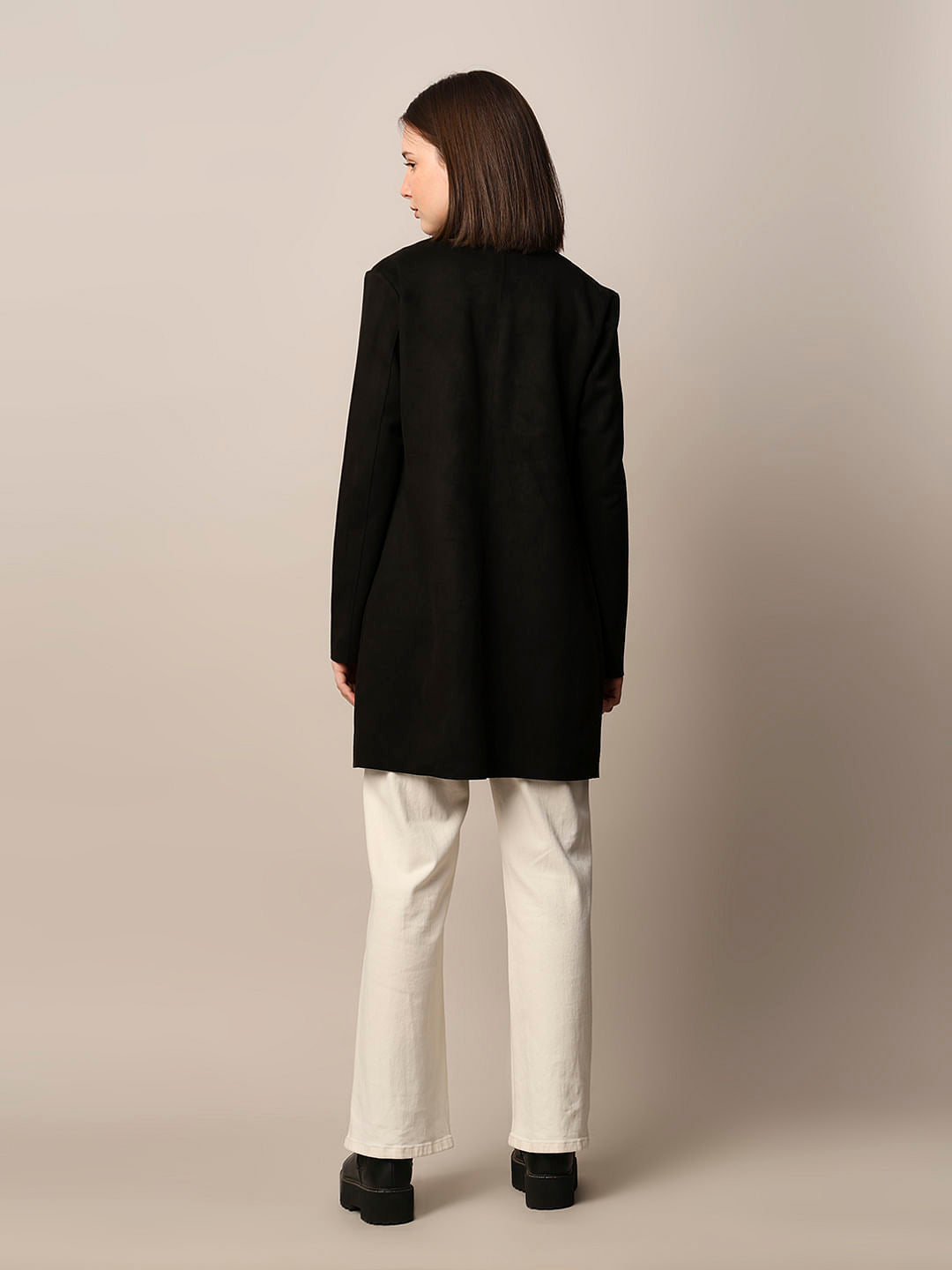 Black Faux Suede Coatigan