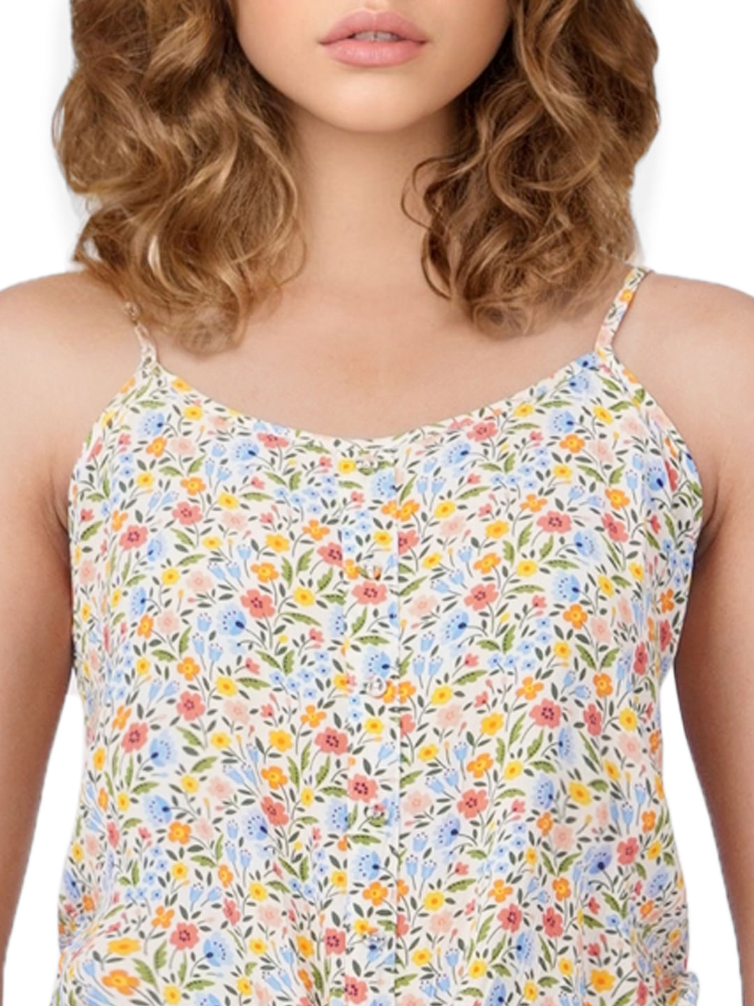 White Printed Floral Top