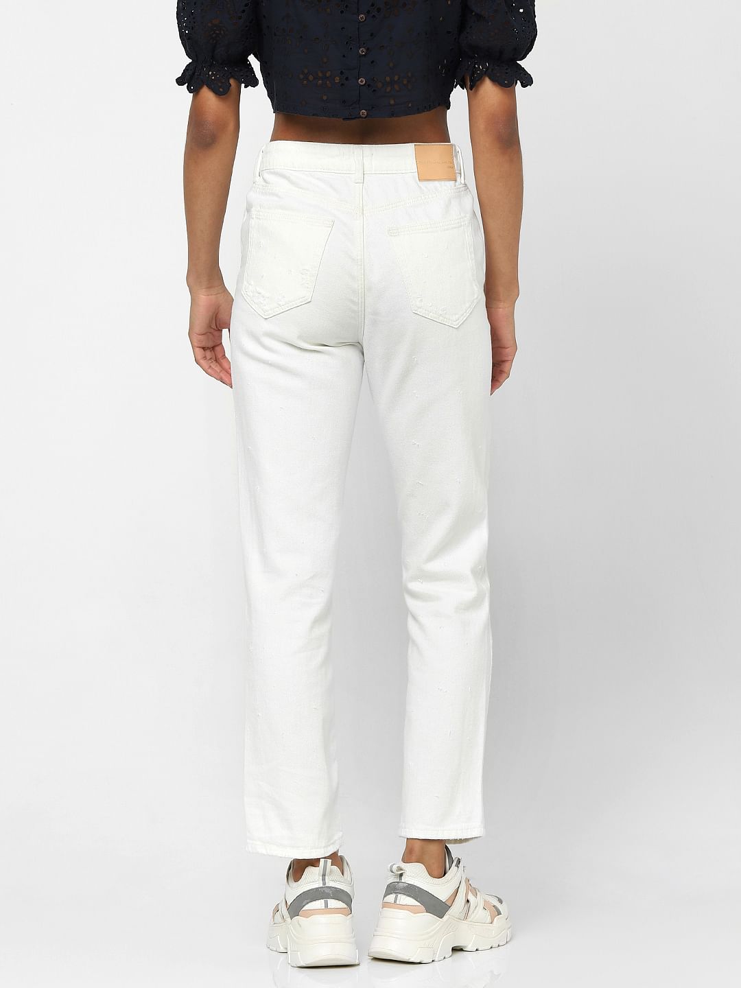 White High Waist Flared Jeans