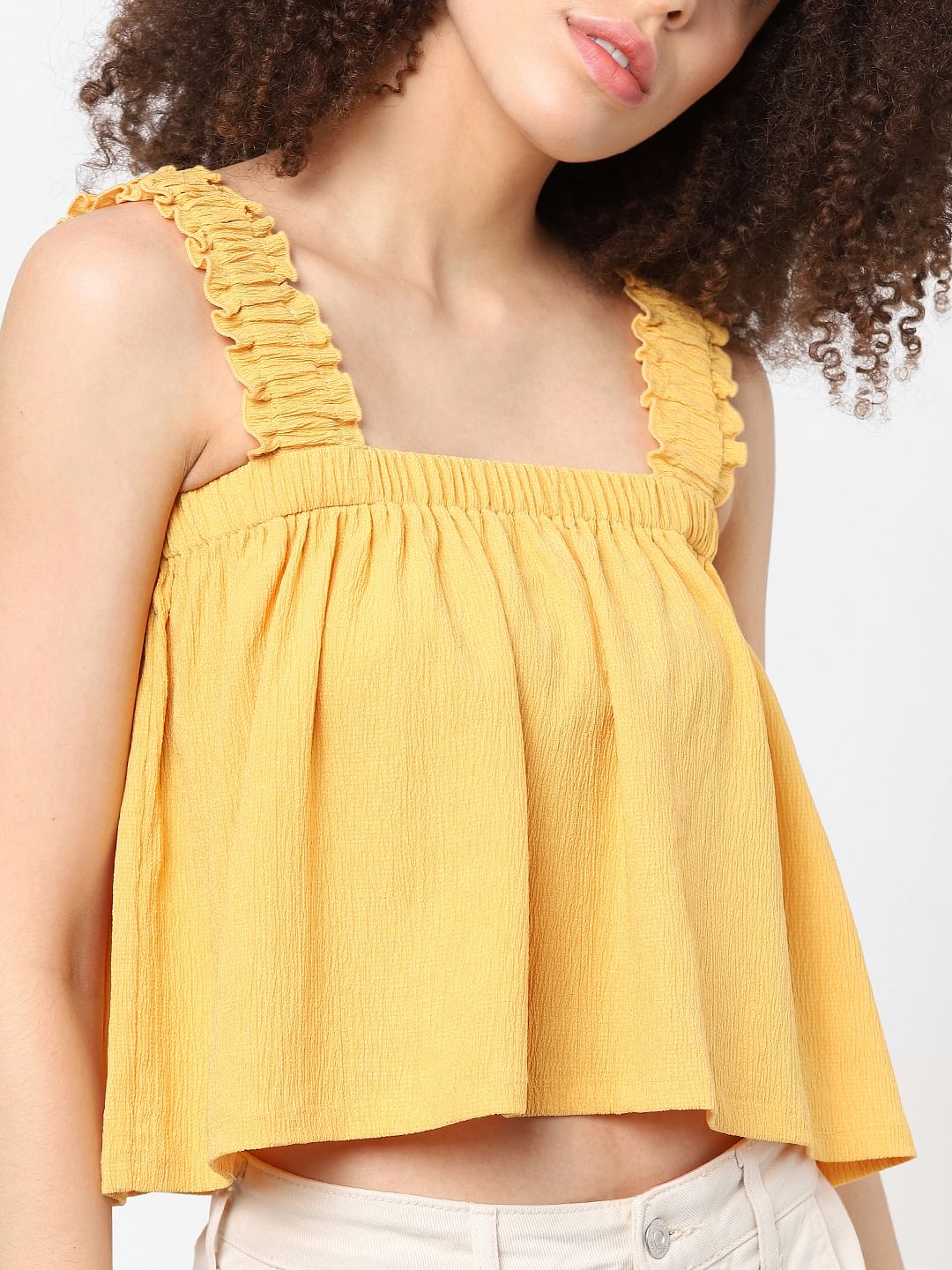 Yellow Strappy Crop Top