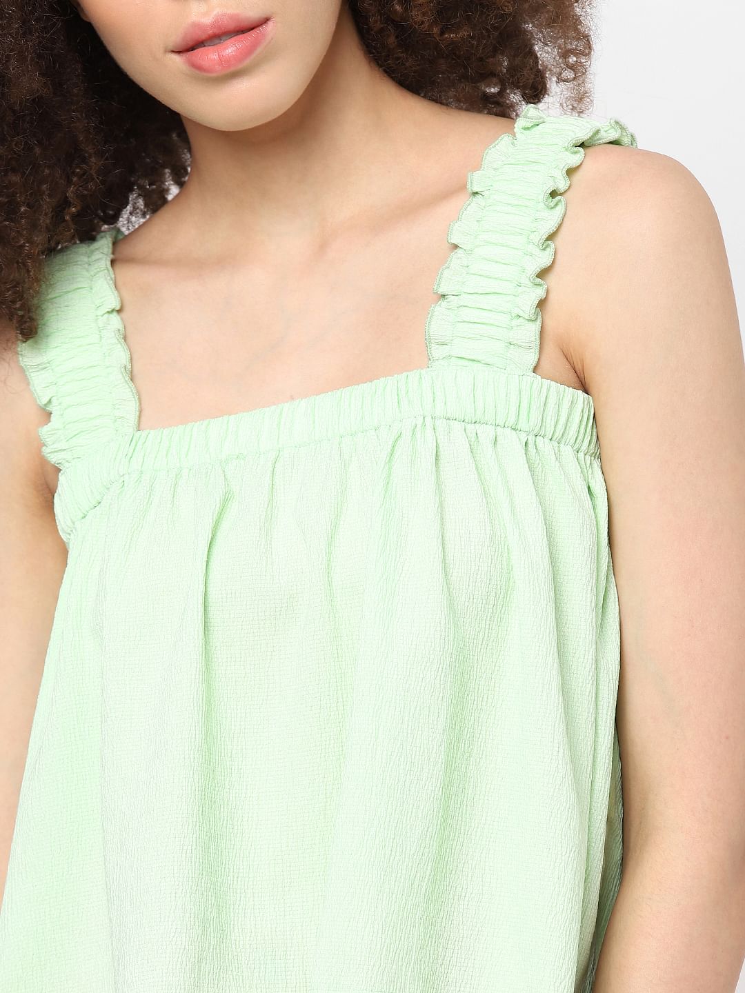 Green Strappy Crop Top