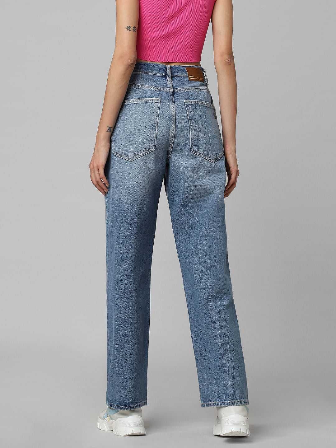 Blue Extra High Rise Straight Fit Jeans