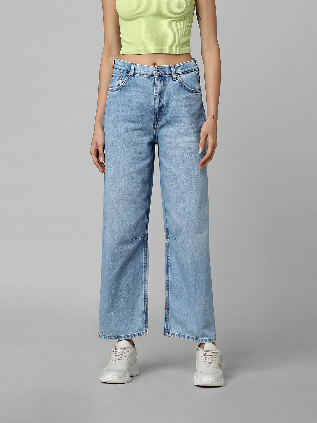 Light Blue High Rise Wide Leg Jeans
