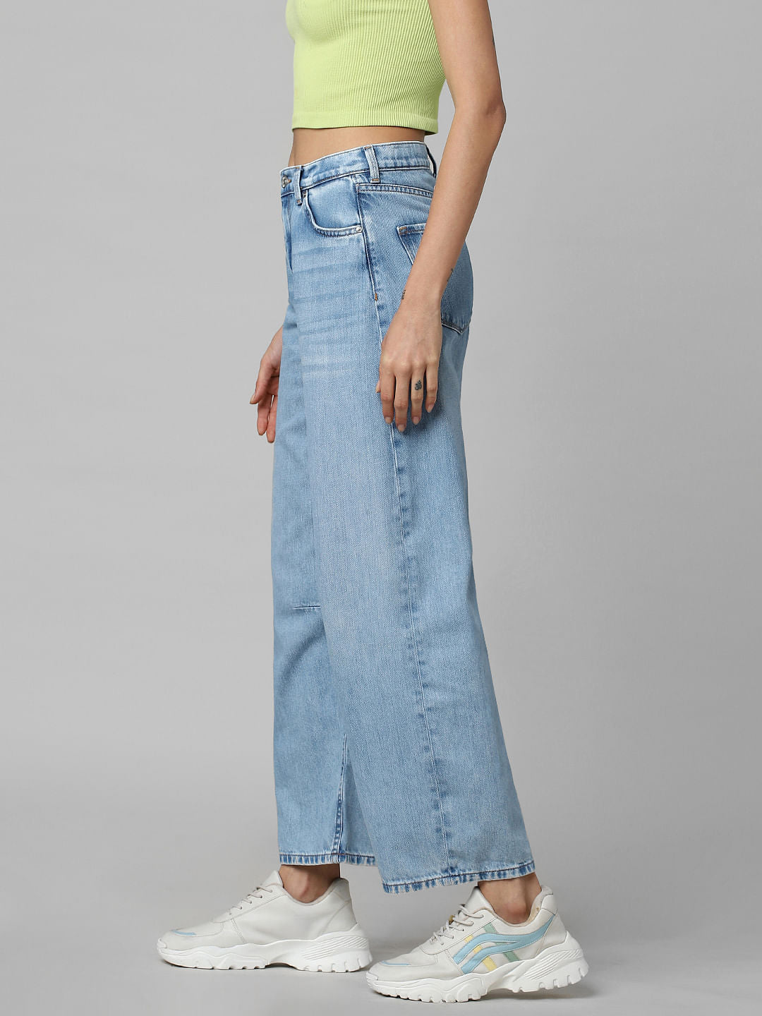 Light Blue High Rise Wide Leg Jeans