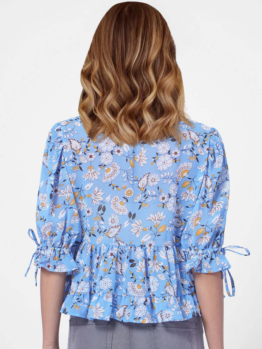 Blue Floral Print Top