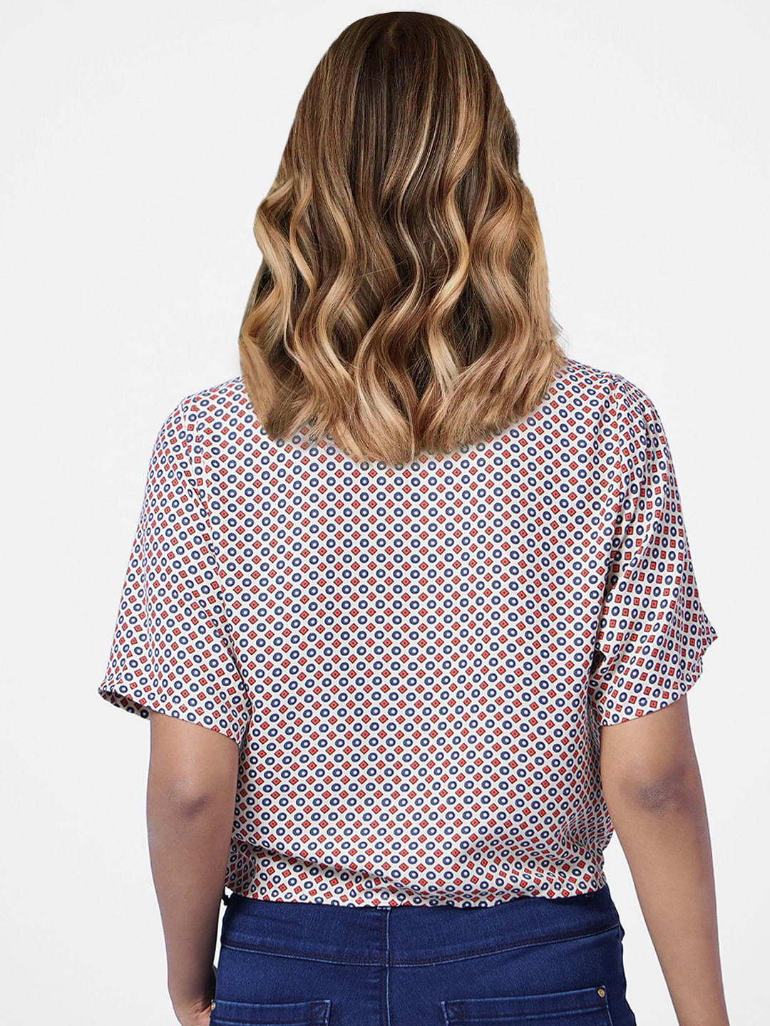 Brown All Over Print Tie-Up Top