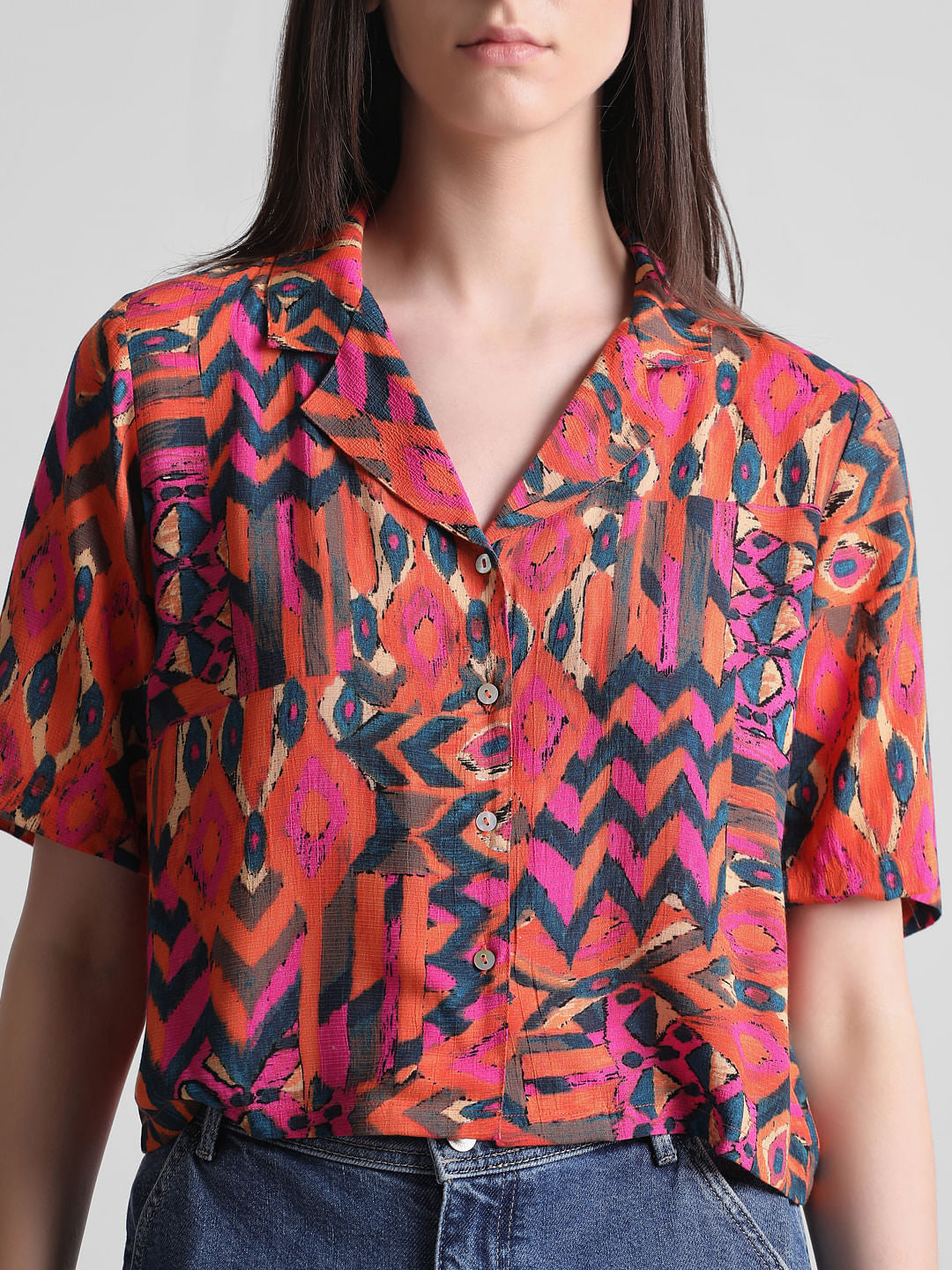 Orange Abstract Print Shirt