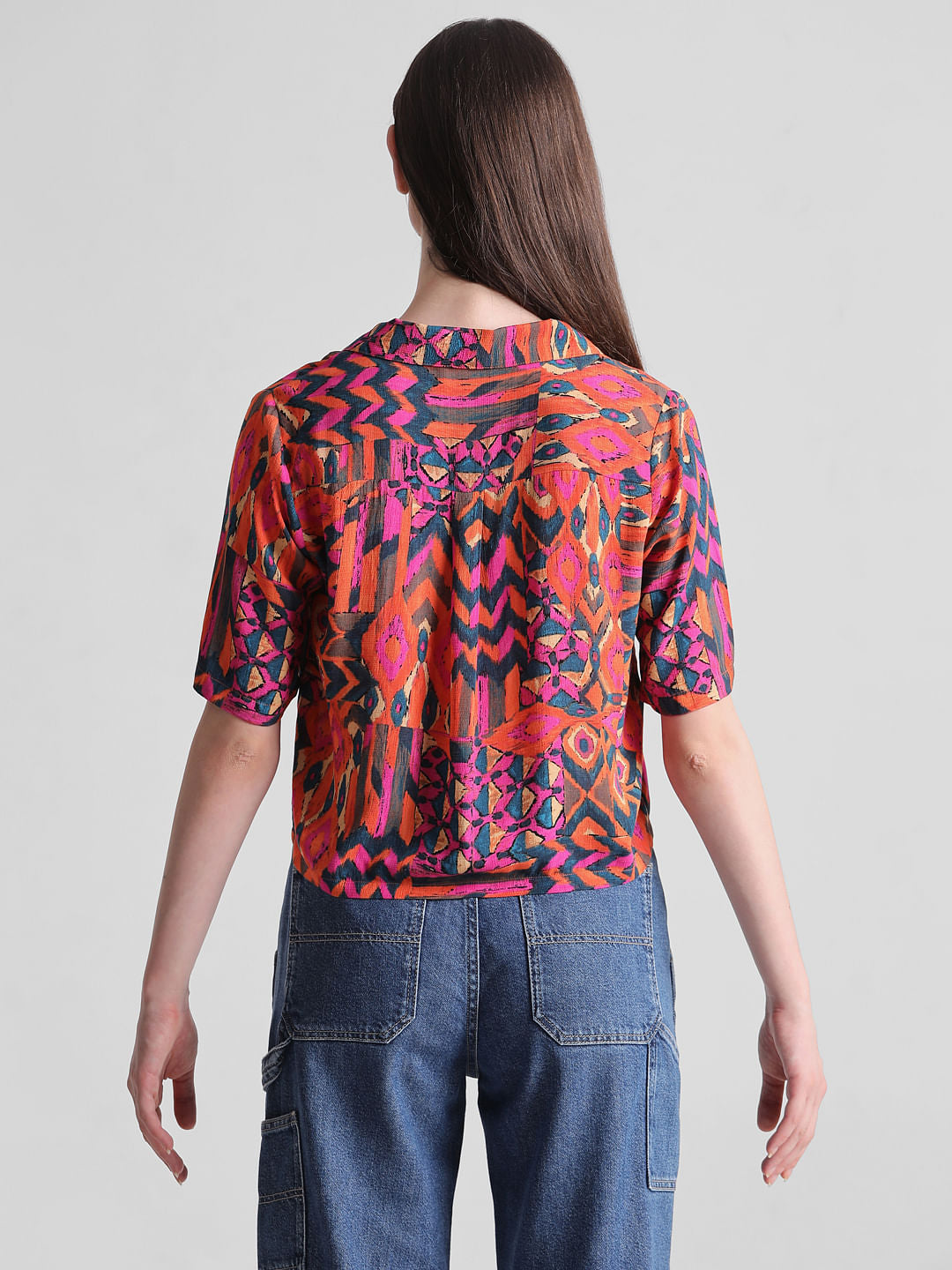 Orange Abstract Print Shirt