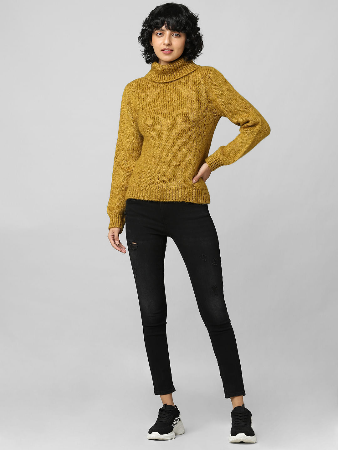 Brown Roll Neck Pullover