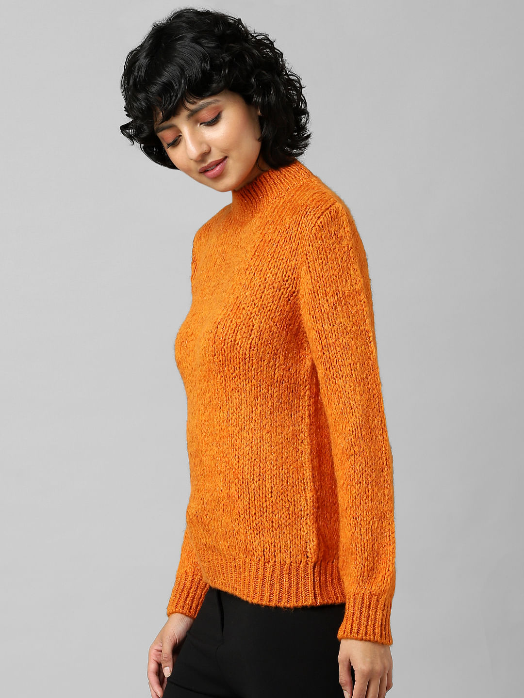 Orange High Neck Pullover