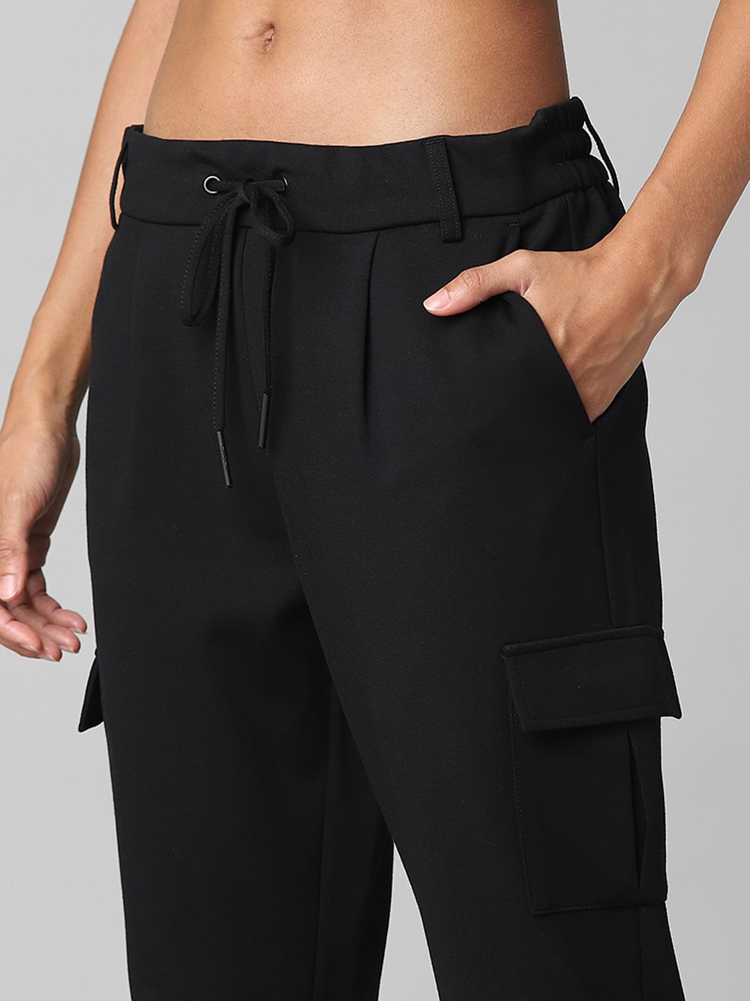 Black High Rise Cargo Pants
