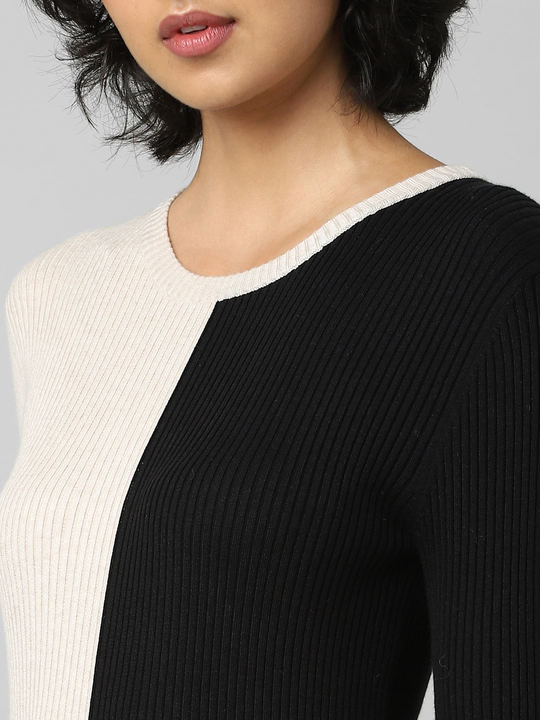 Beige Colourblocked Midi Dress